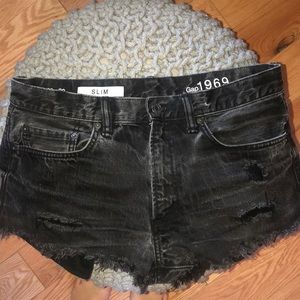 Distressed Black jean Shorts
